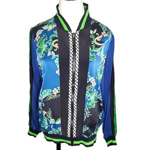 Vintage Koos of Course Silk Y2K Bomber L Multi Media Mesh Sheer Maximalist 80's